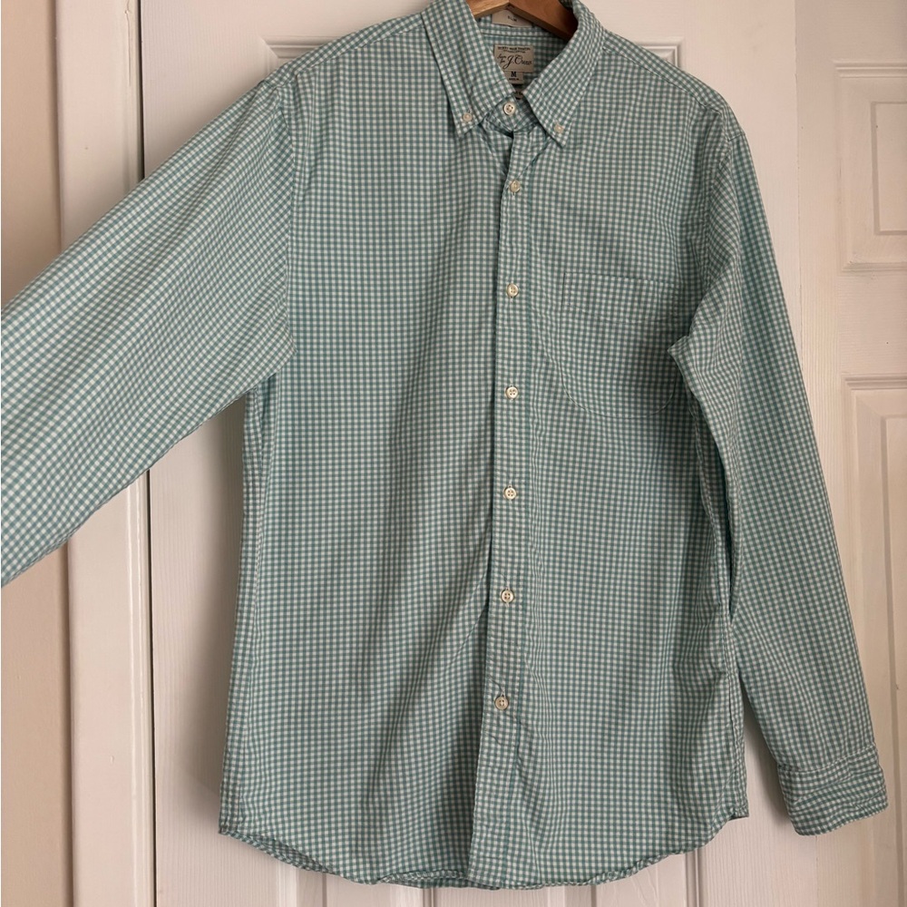 J. Crew Teal Checkered Button Down Shirt - Picture 2 of 3